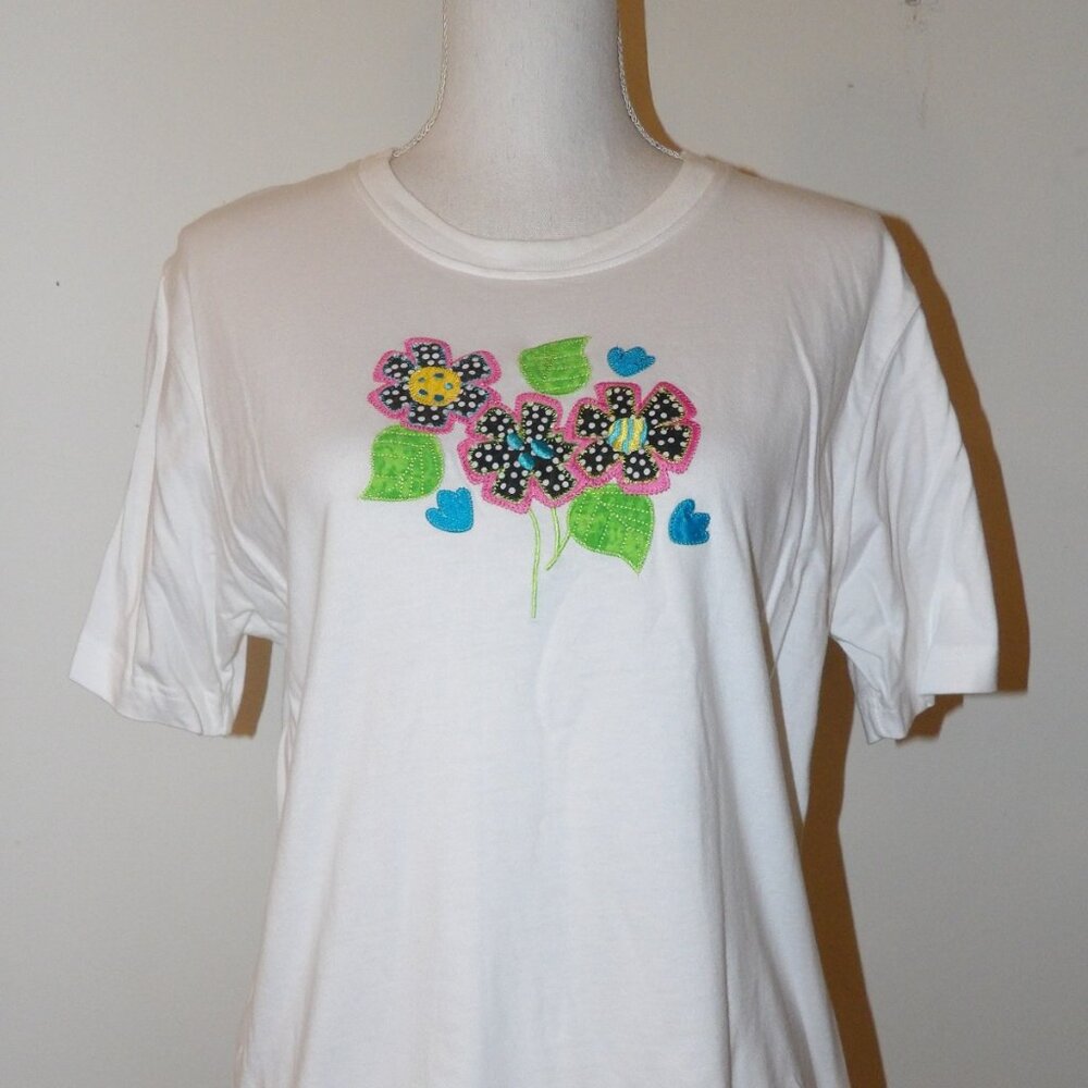 VINTAGE Lighthouse Apparel Shirt Large White Embossed Flowers